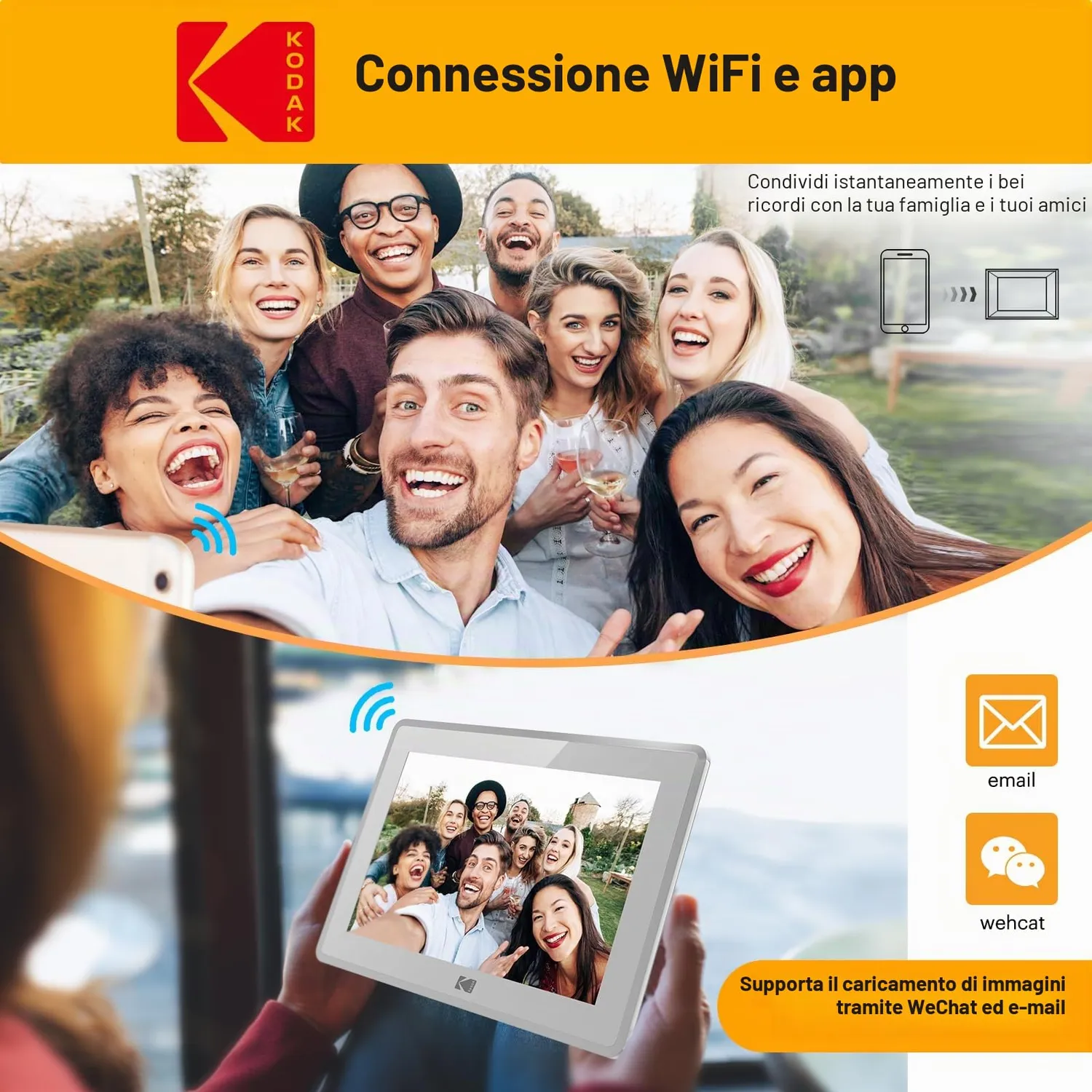 Kodak cornice digitale WiFi touchscreen 16GB