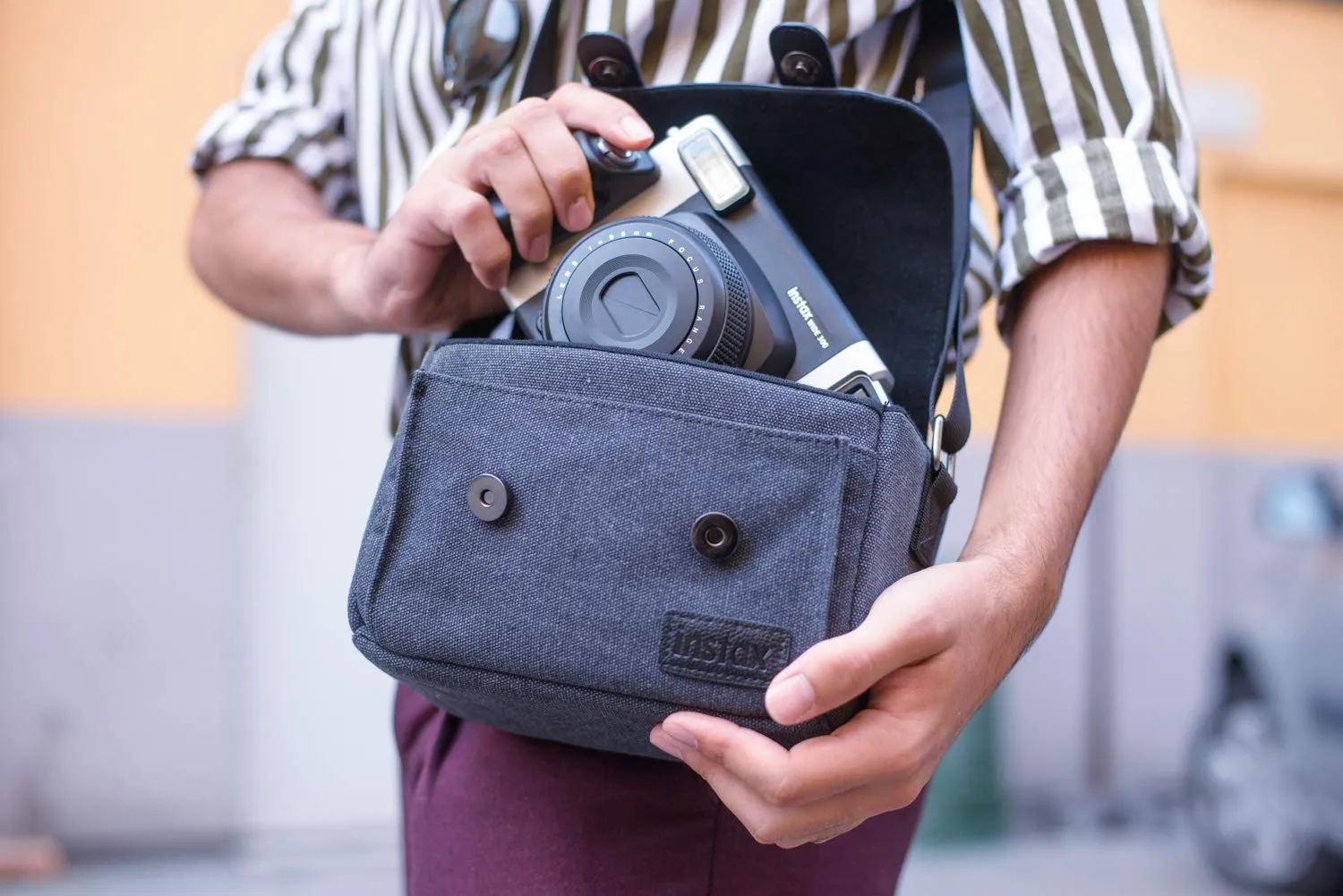 Instax WIDE 300 borsa fotocamera in tela grigio scuro