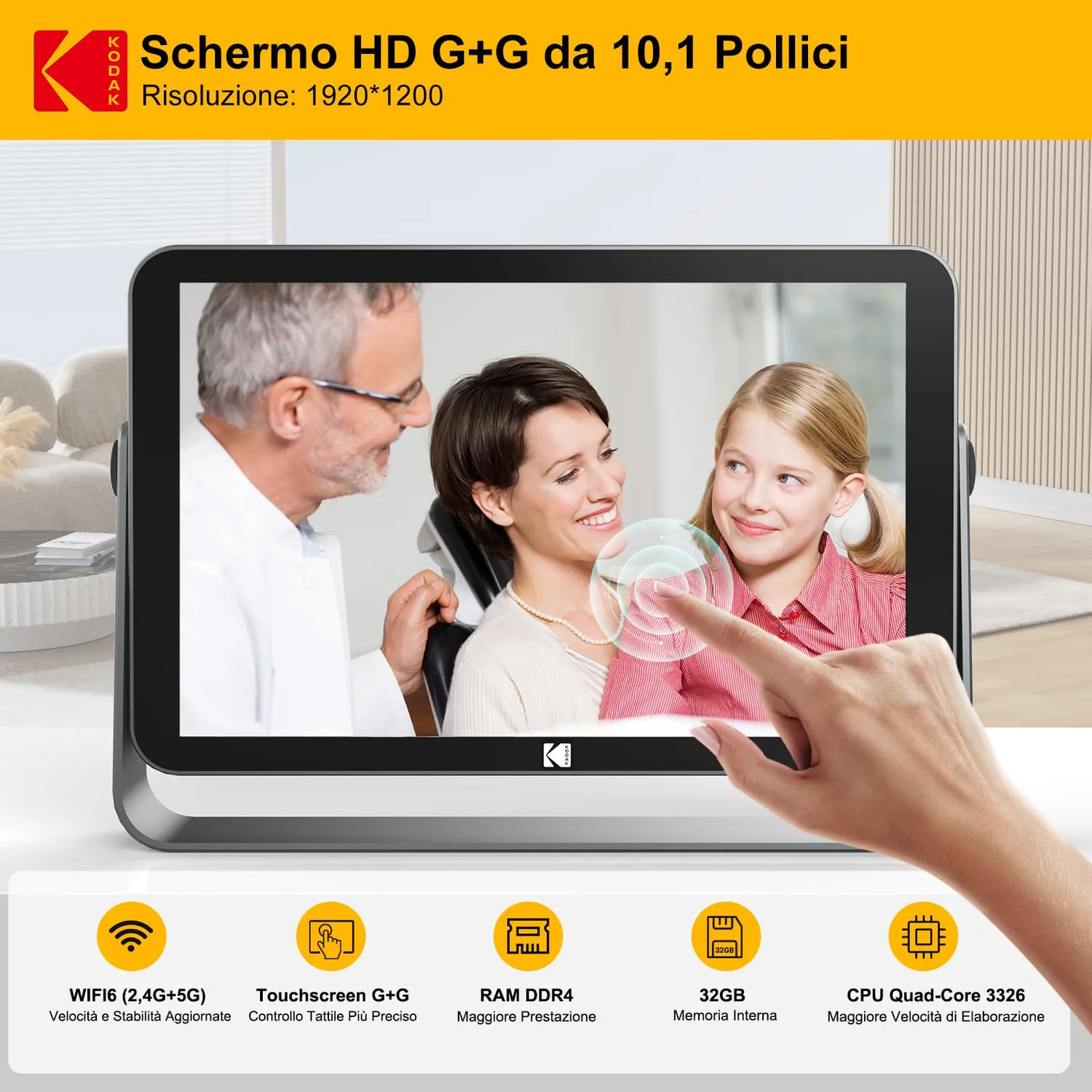 Kodak Cornice Digitale WiFi 10,1 Pollici FHD Touch 32GB Batteria