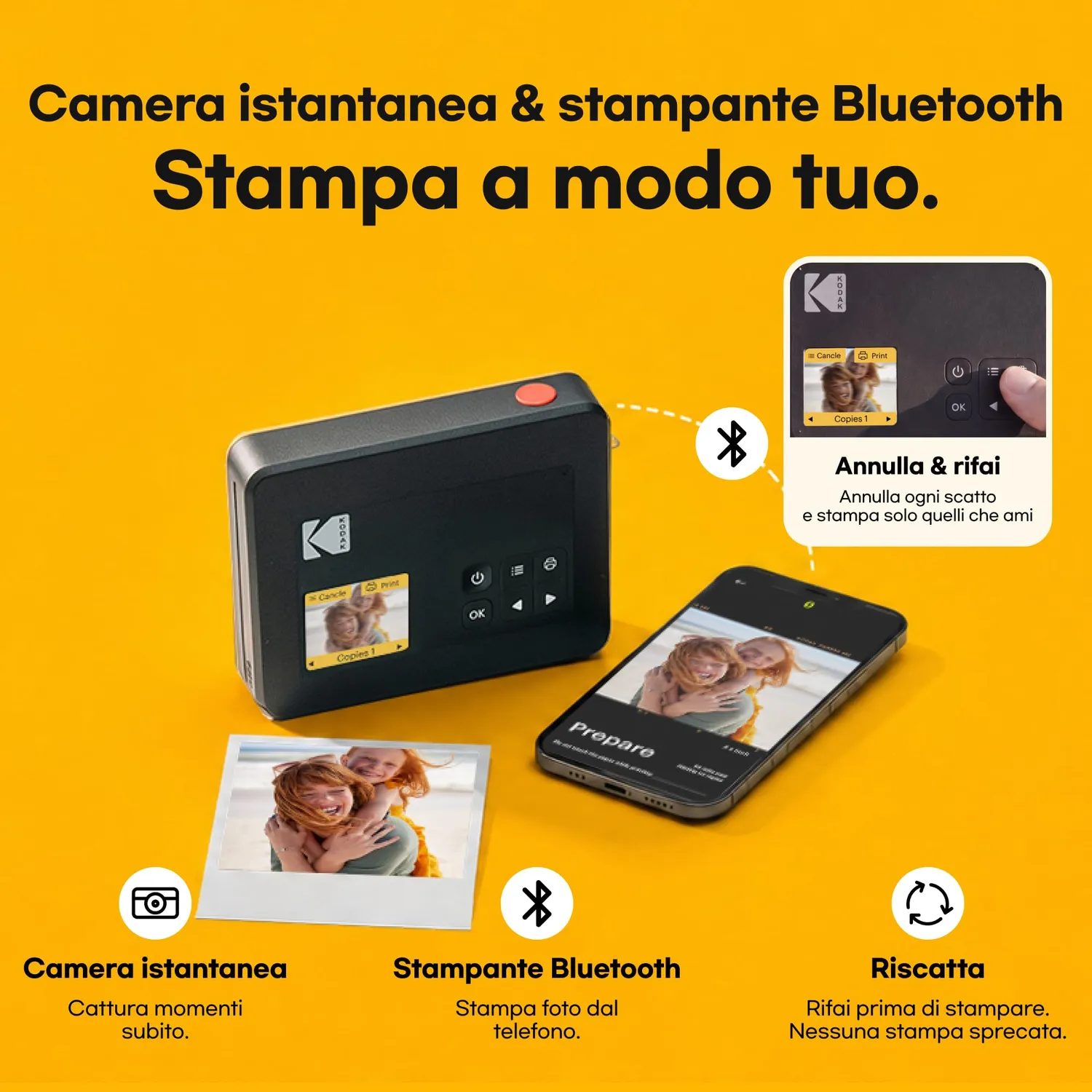 Kodak Mini Shot 3 Retro C300R fotocamera stampante gialla
