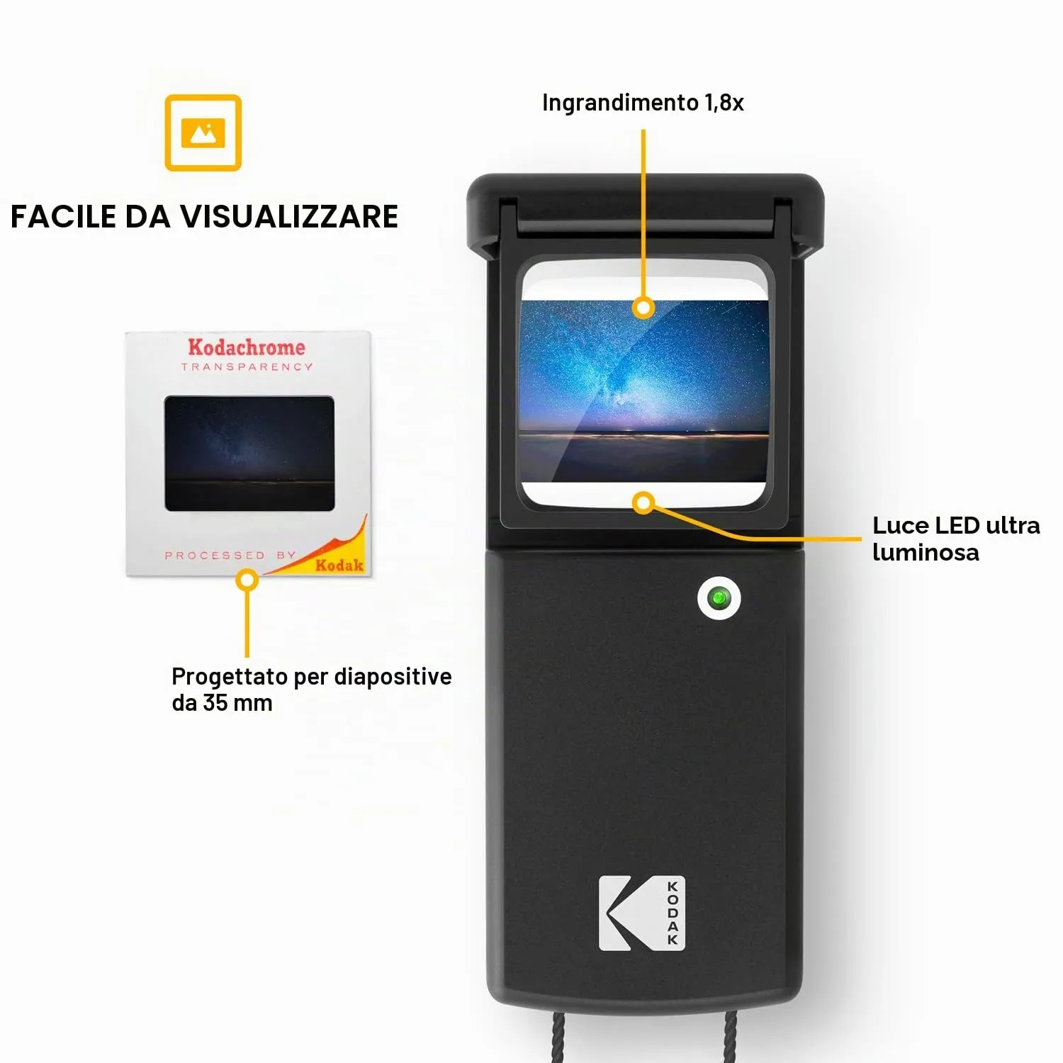 Eastman Kodak visualizzatore diapositive 35 mm LED 1,8x