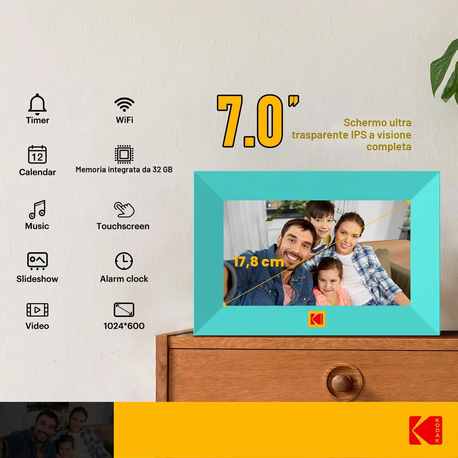Kodak Cornice Digitale WiFi 7 Pollici Touch 32GB
